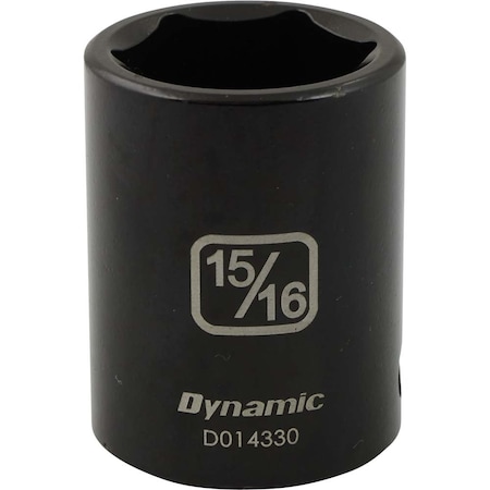 Dynamic 1/2" Drive Standard Socket, Black Phosphate, Tools 1/2" Drive 6 Point SAE, 15/16" Standard Length D014330
